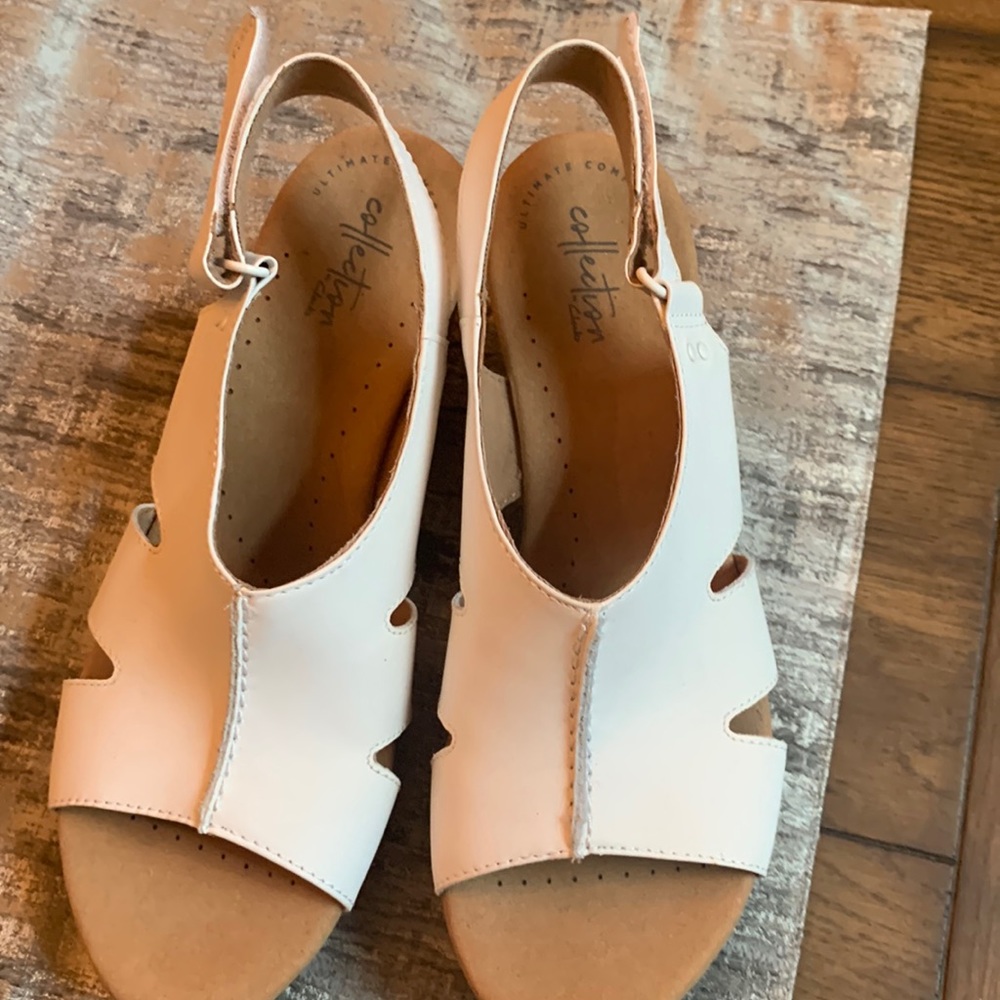 Collection by Clark’s wedge sandals white  size 9